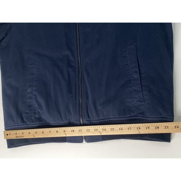 Lucky Brand Cotton Sherpa Lined Bomber Jacket Men’s L Full Zip Navy Blue - Picture 13 of 16